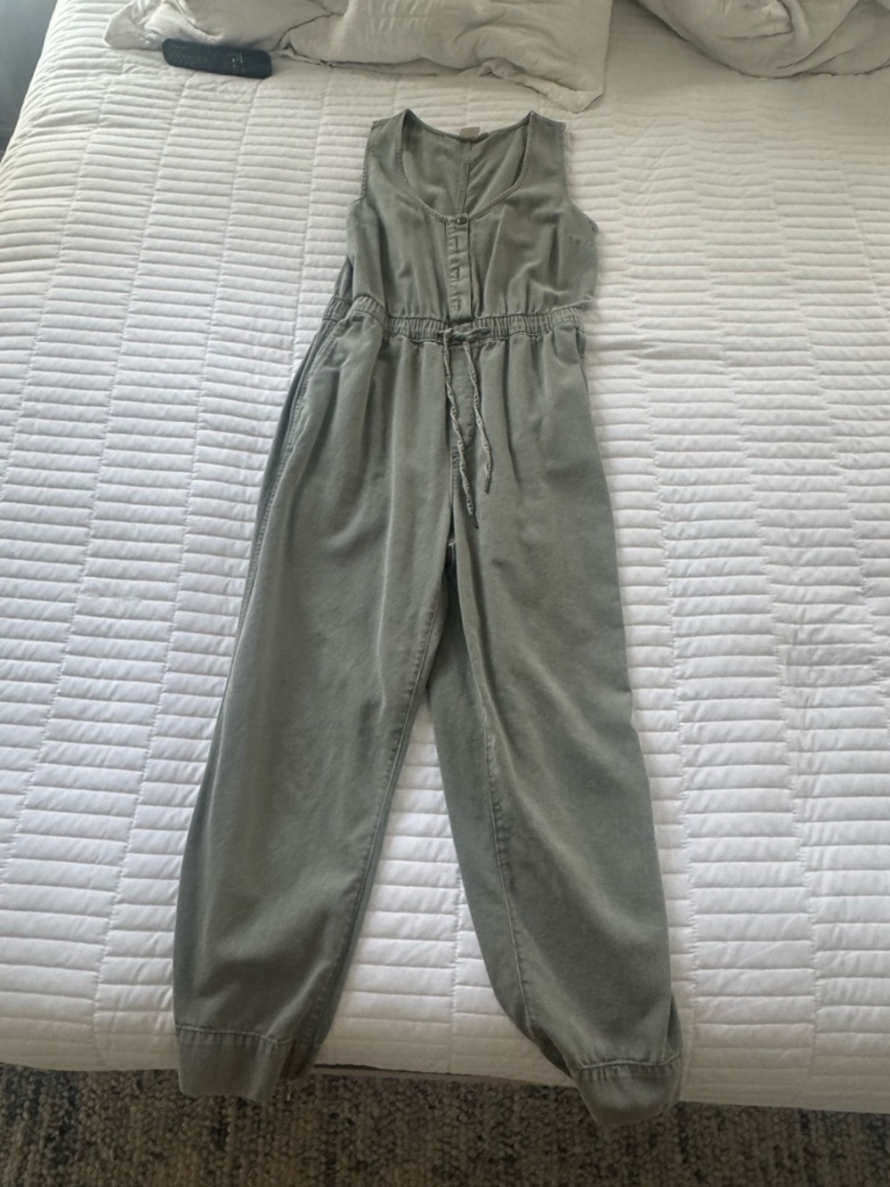 GAP Olive Green Sleeveless Drawstring Utility Jumpsuit